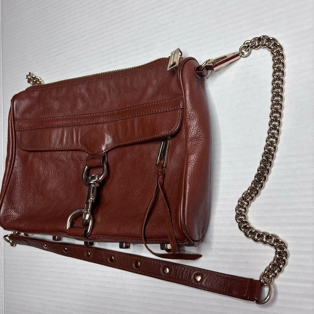 REBECCA MINKOFF Brown Mini Mac Crossbody Bag